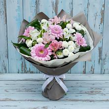 Букет цветов из:  Герберы, Альстромерии и Хризантемы в Знаменском Краснодарский край