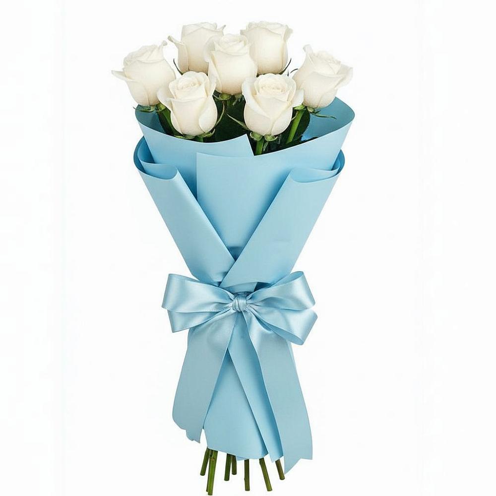 Букет 7 белых роз Проуд в Знаменском Краснодарский край