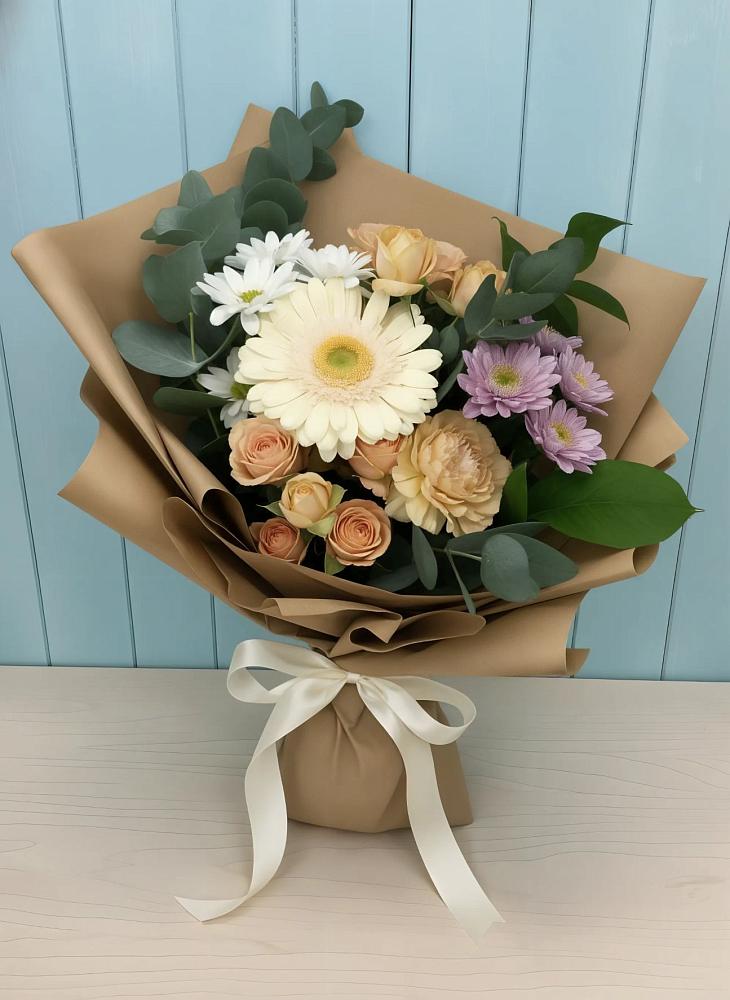 Букет цветов из: Герберы и Хризантемы в Знаменском Краснодарский край