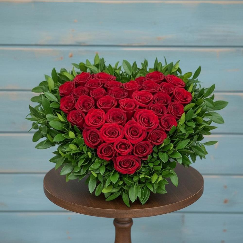 Цветочная композиция из Розы в виде сердца в Знаменском Краснодарский край