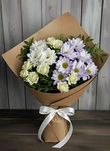 Букет цветов из:  Хризантемы и Розы в Знаменском Краснодарский край
