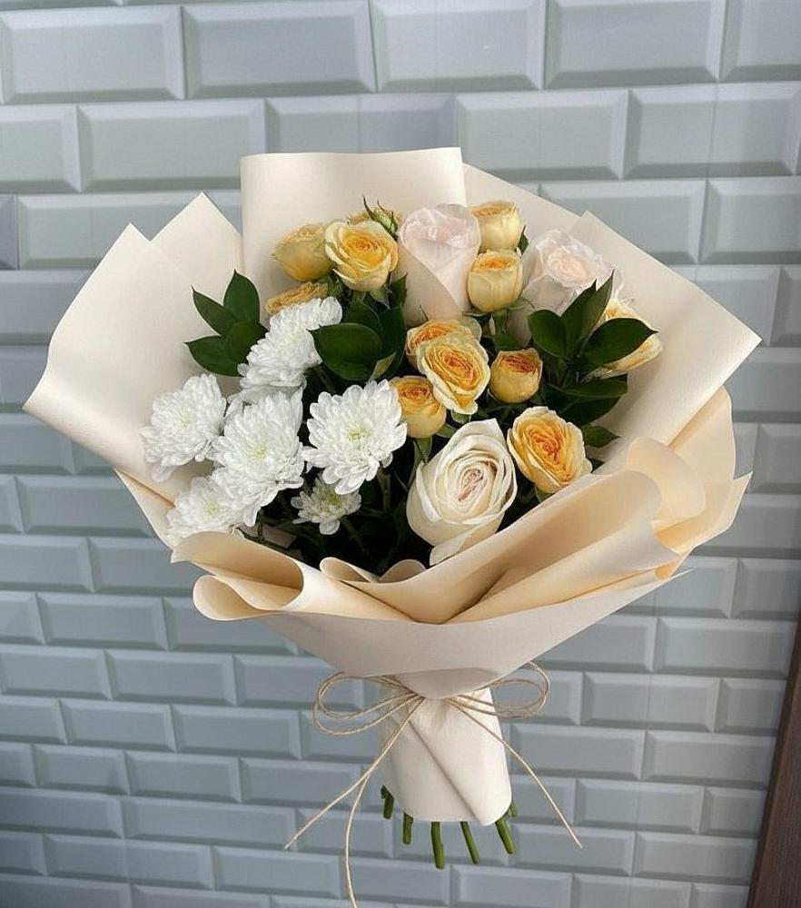 Букет цветов из: Розы и Хризантемы в Знаменском Краснодарский край