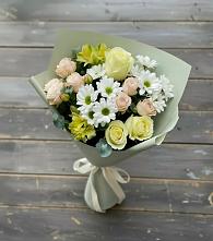 Букет цветов из:  Альстромерии, Розы и Хризантемы в Знаменском Краснодарский край