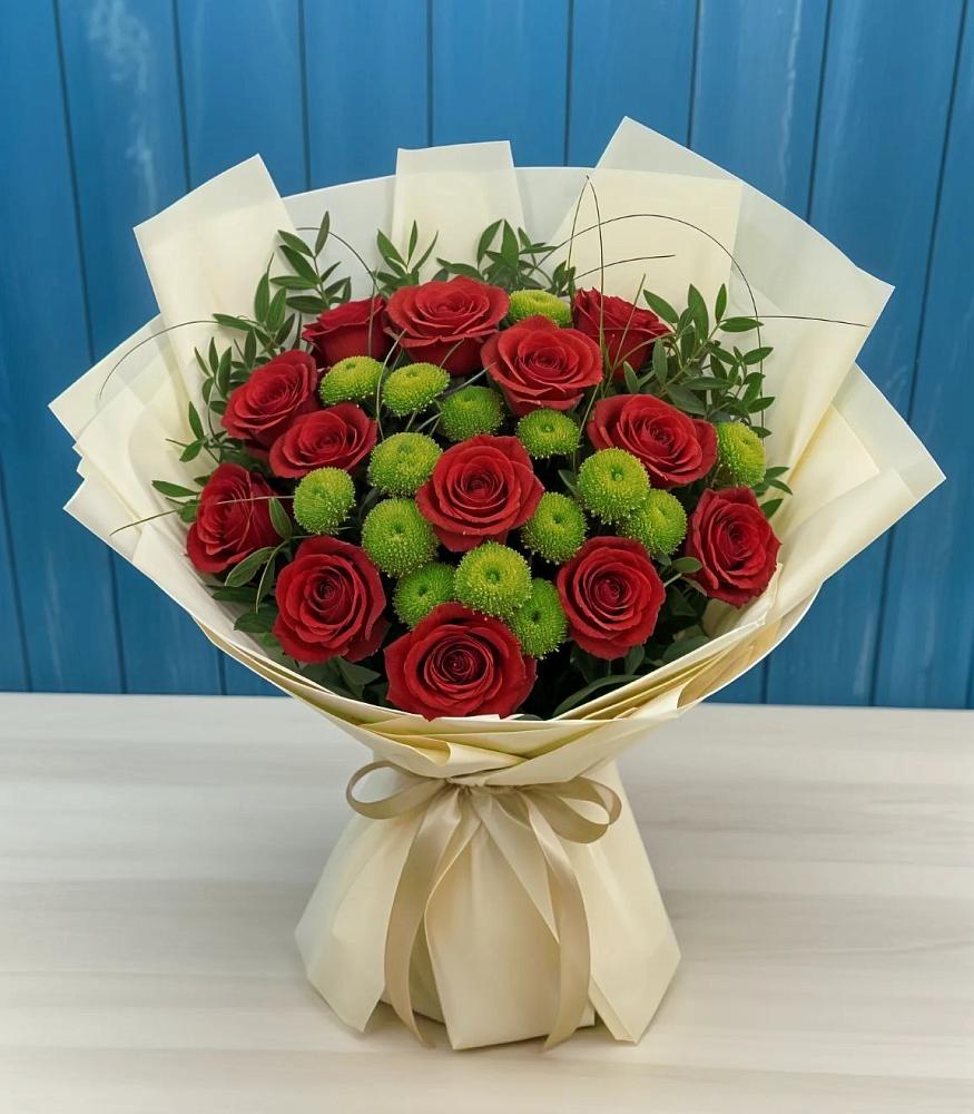 Букет цветов из: Розы и Хризантемы в Знаменском Краснодарский край